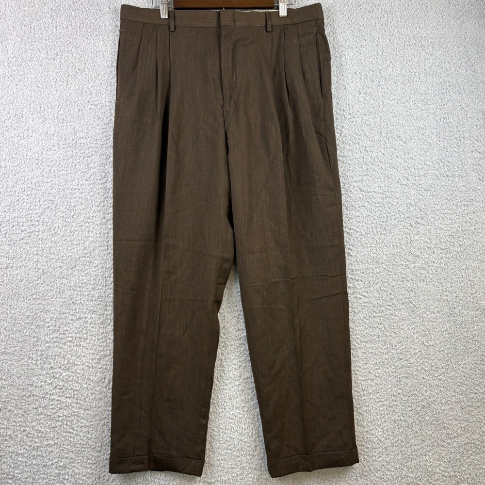 Vintage Dockers Pants Men 36x30 Trouser Pleated Cuffed Worsted Wool Dress Slacks